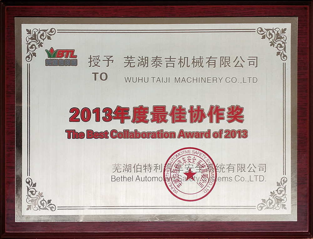 2013年度最佳協(xié)作獎